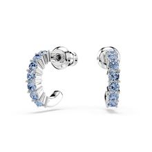Pendientes de aro Mini Hoop, Talla redonda, Azules, Baño de rodio