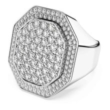 Anillo de cóctel Dextera, Forma octagonal, Blanco, Baño de rodio