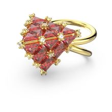 Anillo de cóctel Curiosa, Triángulo, Naranja, Baño tono oro