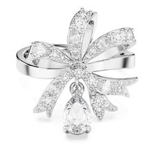 Anillo de cóctel Volta, Lazo, Blanco, Baño de rodio