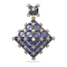 Aro stud Curiosa, Individual, Cuadrado, Azul, Baño tono oro