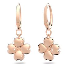 Aros de aro Latisha, Flor, Blancos, Baño tono oro rosa