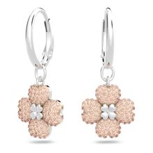 Aros de aro Latisha, Flor, Rosas, Baño de rodio