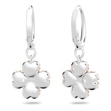 Aros de aro Latisha, Flor, Rosas, Baño de rodio