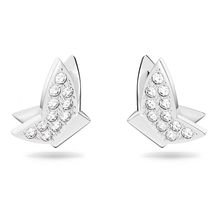 Aros de botón Lilia, Mariposa, Blancos, Baño de rodio