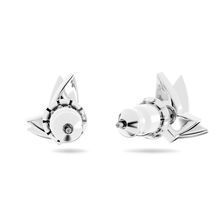 Aros de botón Lilia, Mariposa, Blancos, Baño de rodio