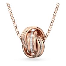 Colgante Further, Círculos entrelazados, Mediano, Blanco, Baño tono oro rosa