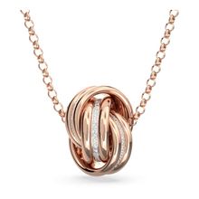 Colgante Further, Círculos entrelazados, Mediano, Blanco, Baño tono oro rosa