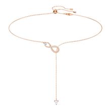 Collar en Y Swarovski Infinity, blanco, baño tono oro rosa