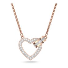 Collar Lovely, Corazón, Blanco, Baño tono oro rosa
