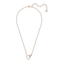 Collar Lovely, Corazón, Blanco, Baño tono oro rosa