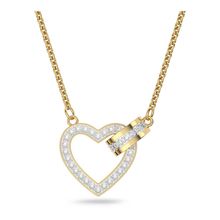 Collar Lovely, Corazón, Blanco, Baño tono oro