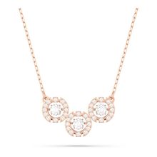 Collar Swarovski Sparkling Dance Trilogy, Talla redonda, Blanco, Baño tono oro rosa