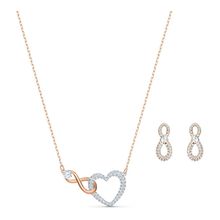 Conjunto Swarovski Infinity Heart, blanco, combinación de acabados metálicos