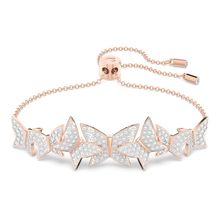 Pulsera Lilia, Mariposa, Blanca, Baño tono oro rosa
