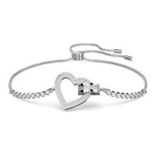 Pulsera Lovely, Corazón, Blanca, Baño de rodio