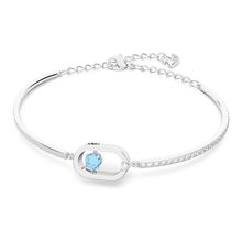 Pulsera Swarovski Sparkling Dance Oval, Azul, Baño de rodio