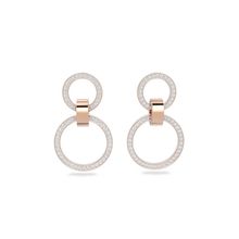 Aros de argolla Hollow, Blancos, Baño tono oro rosa