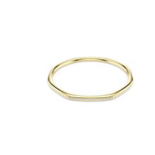 Brazalete Dextera, Forma octagonal, Talla redonda, Blanco, Baño tono oro
