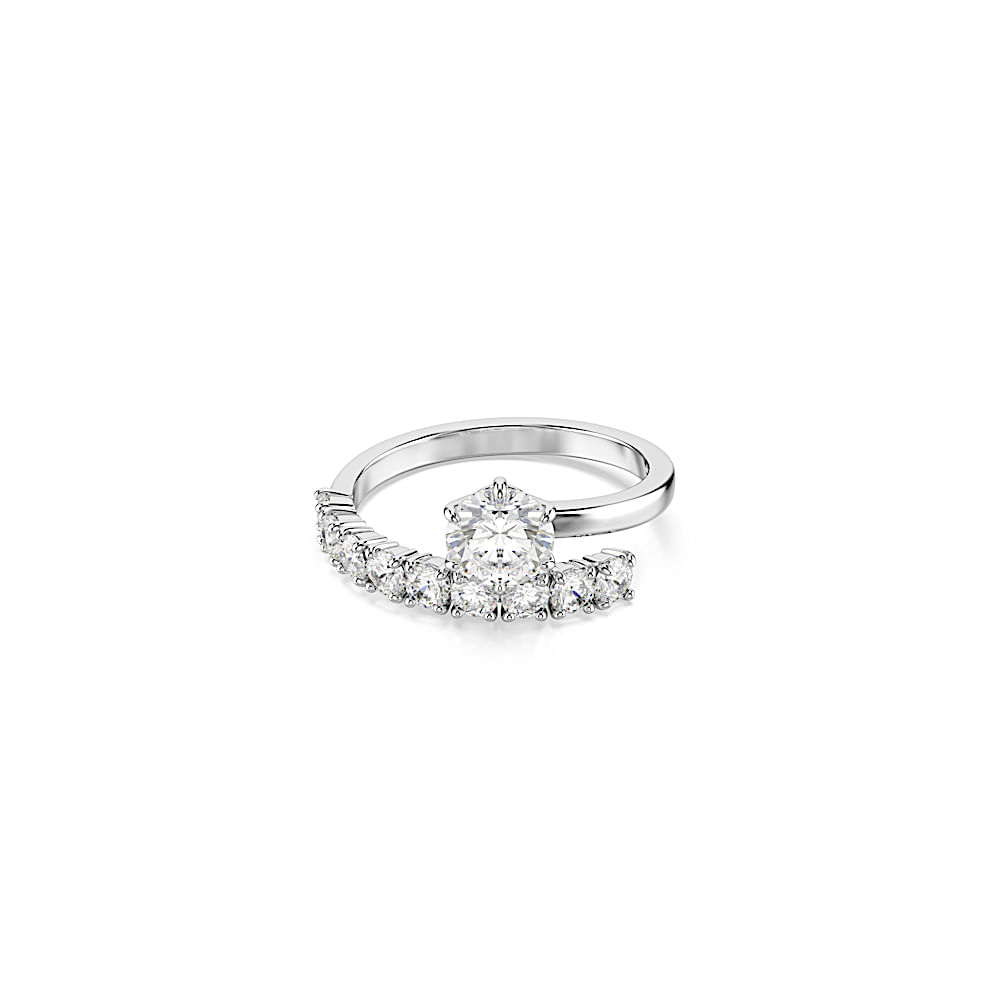 Anillo abierto Matrix, Talla redonda, Blanco, Acabado en rodio