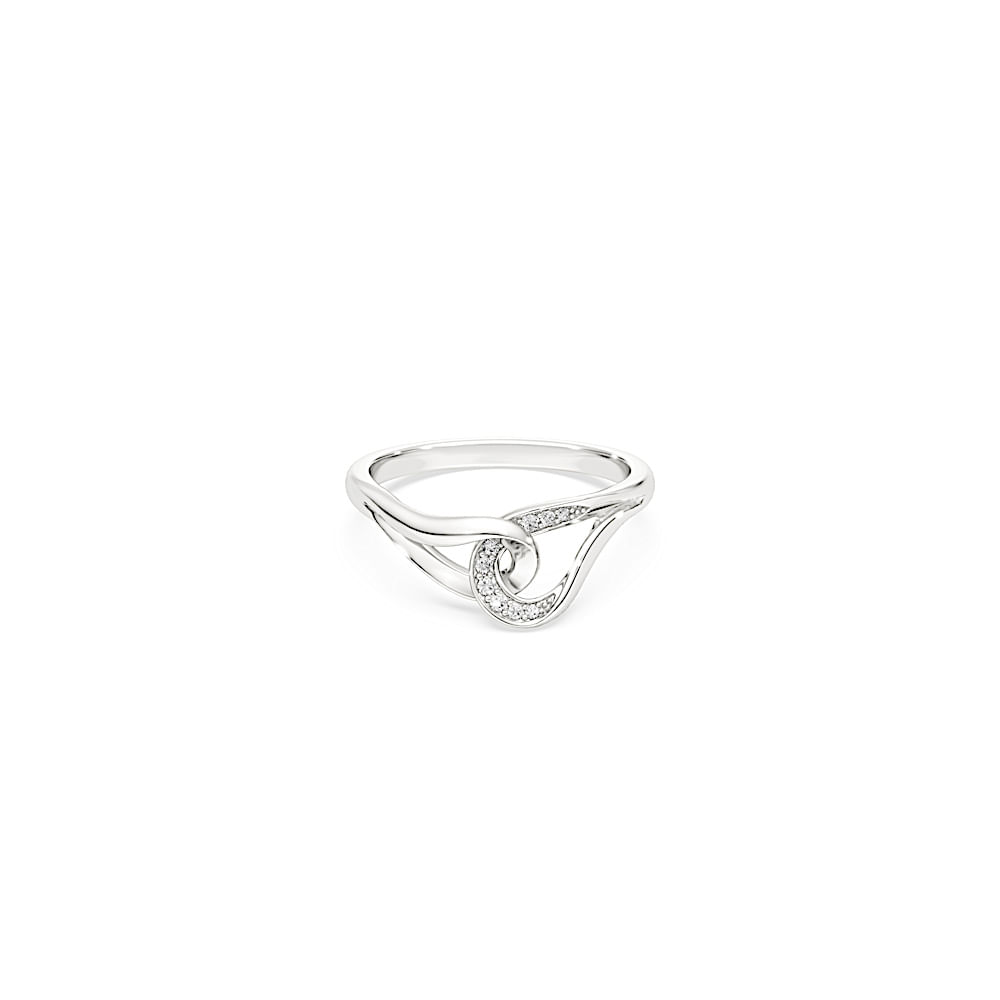 Anillo Classica, Talla redonda, Entrelazado, Blanco, Plata de ley